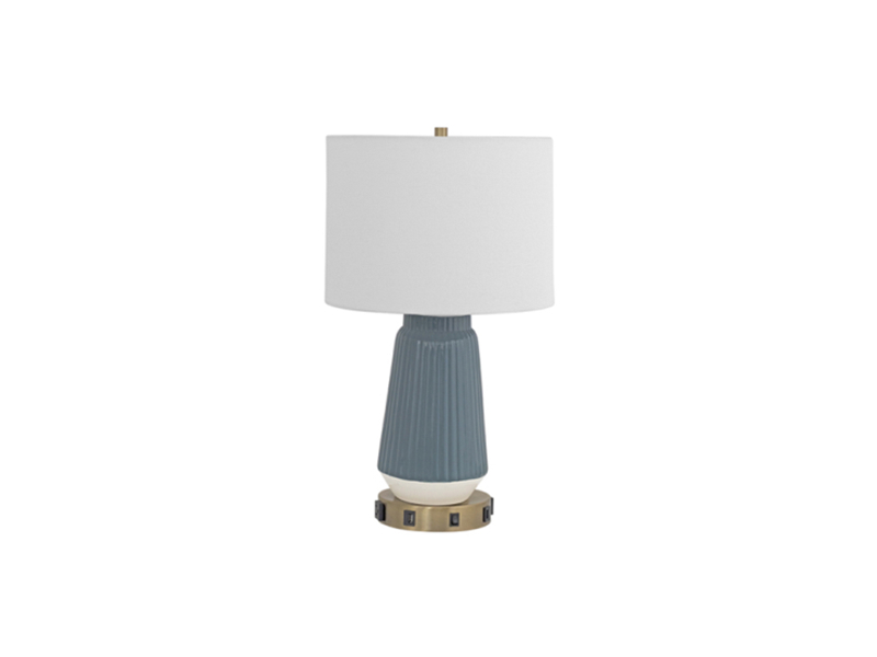 Lámpara de mesa auxiliar moderna de cerámica azul Staybridge Suites